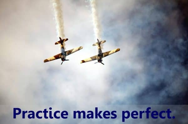 Person practicing repeatedly to improve a skill